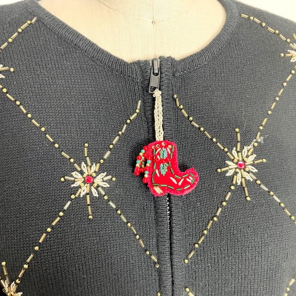 Heirloom Collectibles Christmas cardigan sweater - size M - Picture 2 of 10